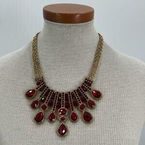 Elegant Gold and Red Statement Necklace
